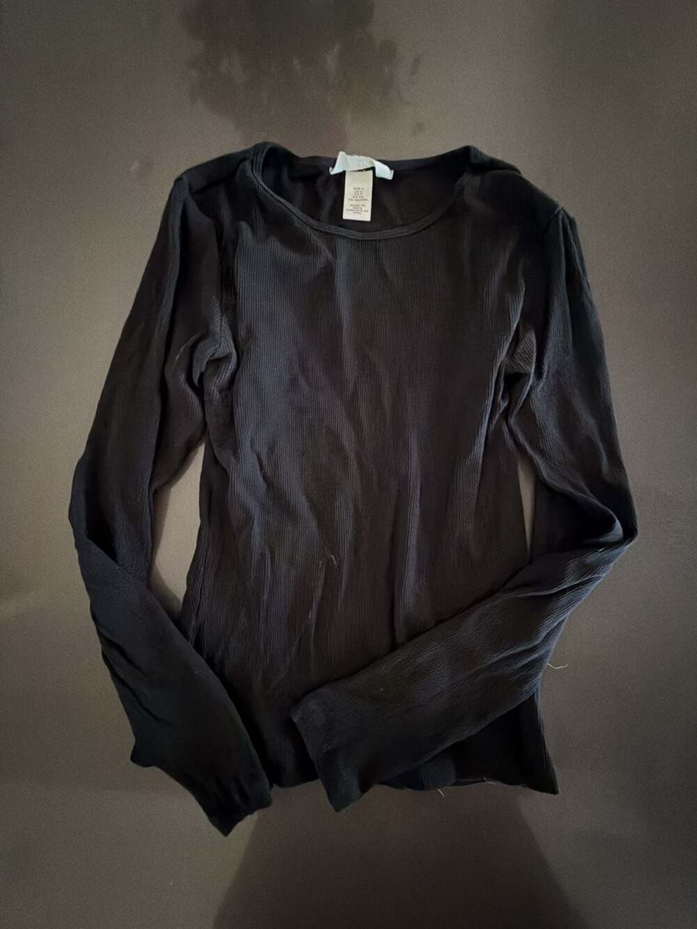 H&M Black Ribbed Long Sleeve Top Size S